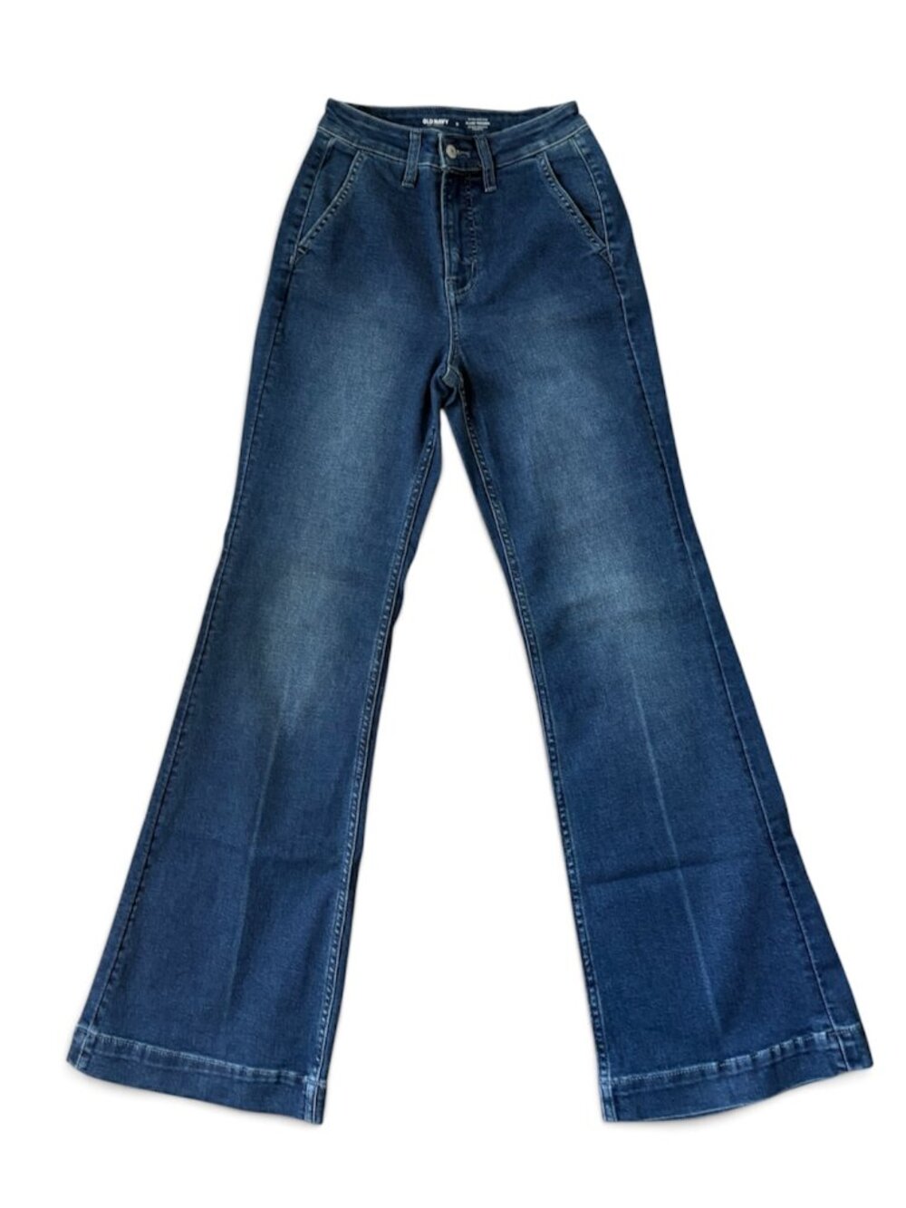 Old Navy Extra High-Waisted 360° Stretch Trouser Flare Jeans Dark Wash